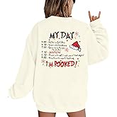 VILOVE Merry Christmas Sweatshirt Women Christmas My Christmas Day I'M Booked Hoodies Xmas Long Sleeve Sweater Blouse Top