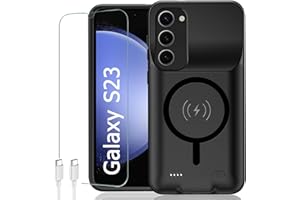 KCKEBLM Battery Case for Galaxy S23, [10000mAh] Slim Portable Protective Fast Charging Case Backup Power Bank Battery Case Compatible with Galaxy S23-6.1 inch-Black