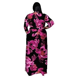 Runwind Plus Size Dress for Women 3/4 Sleeve V Neck