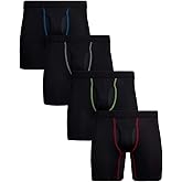 Reebok Men's Boxer Briefs - 4 Pack Soft Performance Boxers for Men with Fly Pouch - Quick Dry Active Mens Underwear Pack S-XL, Size Large, Blacks
