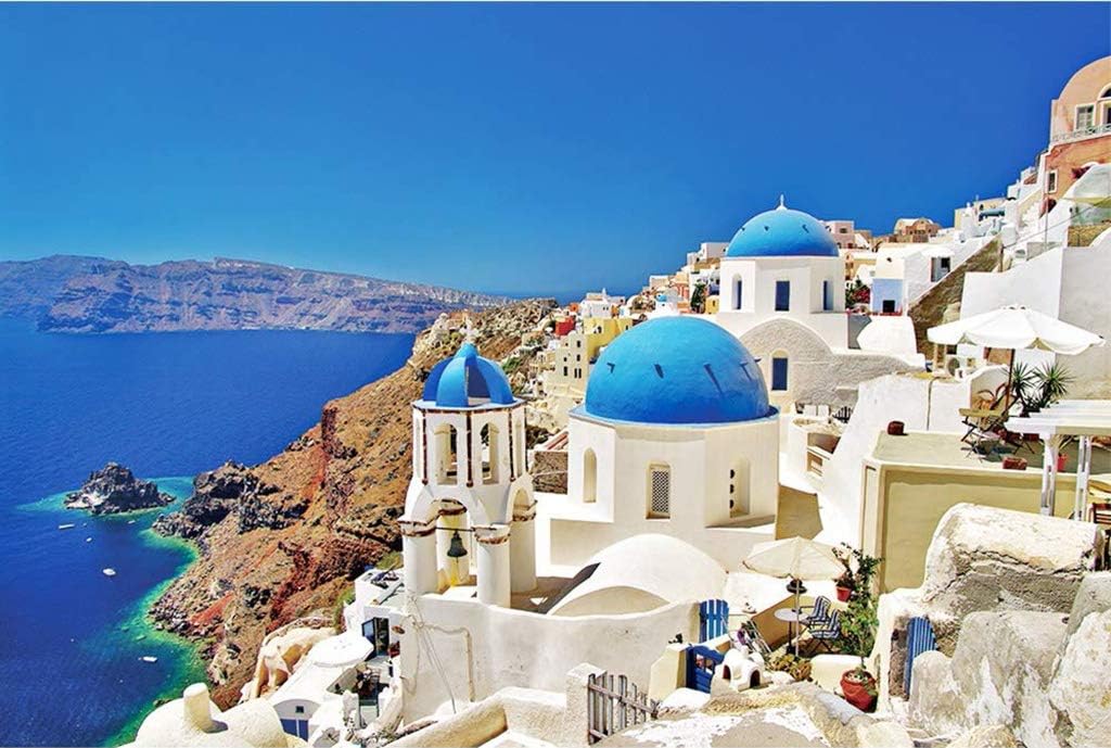 Landscape Puzzle 1000 Piece Jigsaw Puzzle Kids Adult – Santorini Jigsaw Puzzle,Large Puzzle Game Interesting DIY Personalized Gift Wooden Puzzles Toys 27.56 x 19.69inch