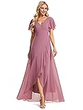 Ever-Pretty Women's Double V Neck A Line Ruffle Hem