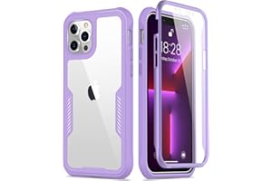 FUNMIKO iPhone 13 Pro Max Case with Screen Protector,Mili-Grade Heavy Duty Protection Pass 21ft. Drop Tested Slim-fit Clear Protective Phone Case for Apple iPhone 13 Pro Max 6.7" Lavender Purple