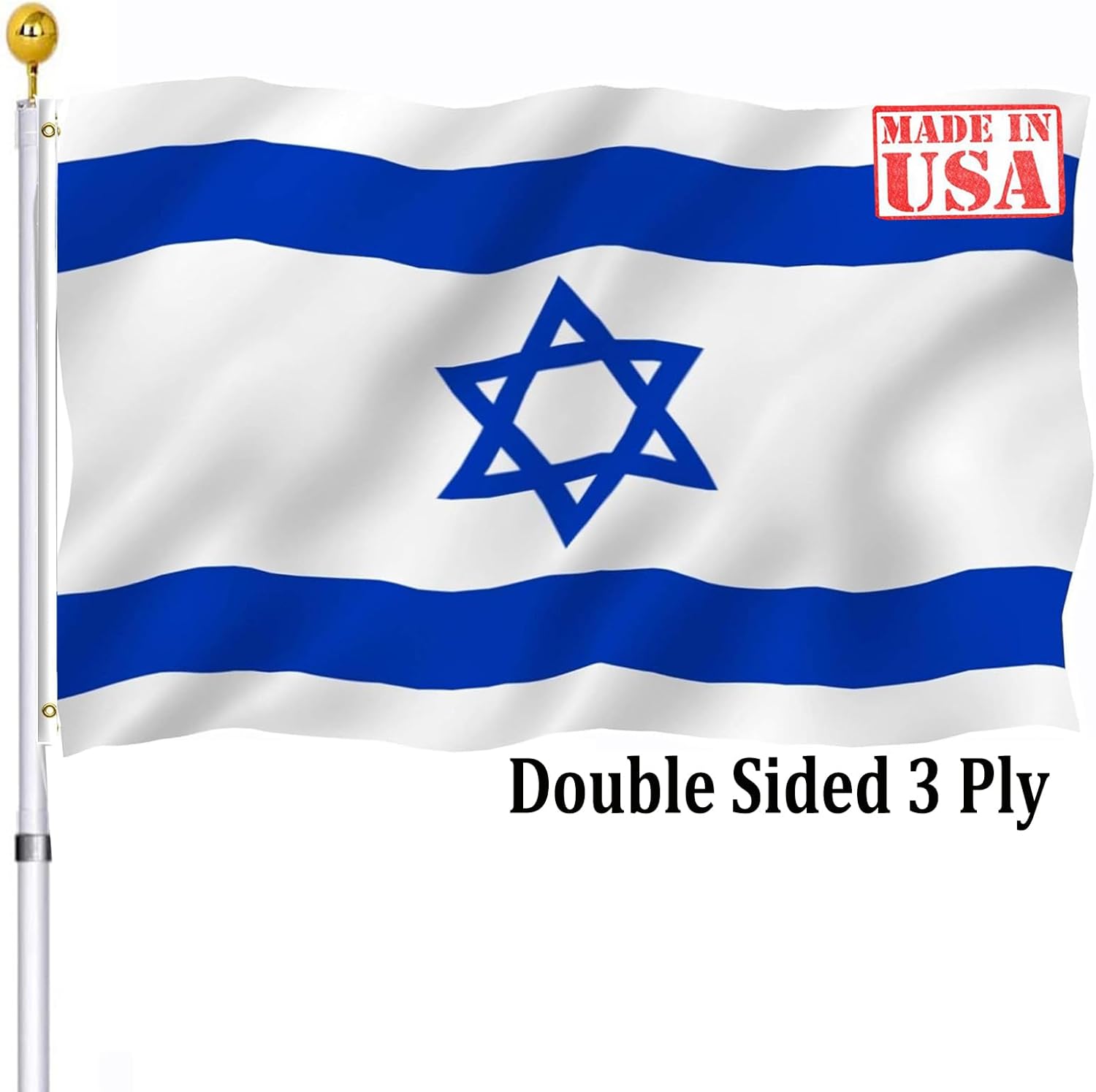 Flags - Israel Israeli Flag 3x5 Outdoor Double Sided- Israeli National Country Flags of Israel Heavy Duty 3 Ply Longest Lasting Fade Resistant for Outside Outdoor