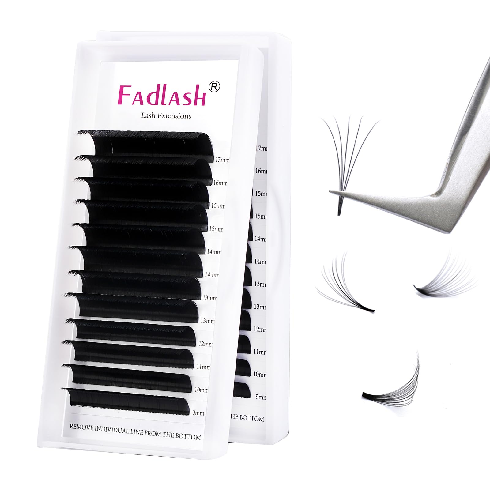Fadlash Easy Fan Lashes C Curl 0.03 9-17mm Mixed Length Russian Lashes Natural Look Self Fanning Eye Lashes Automatic Blooming Russian Eyelashes Extensions(0.03-C-917) — image 1