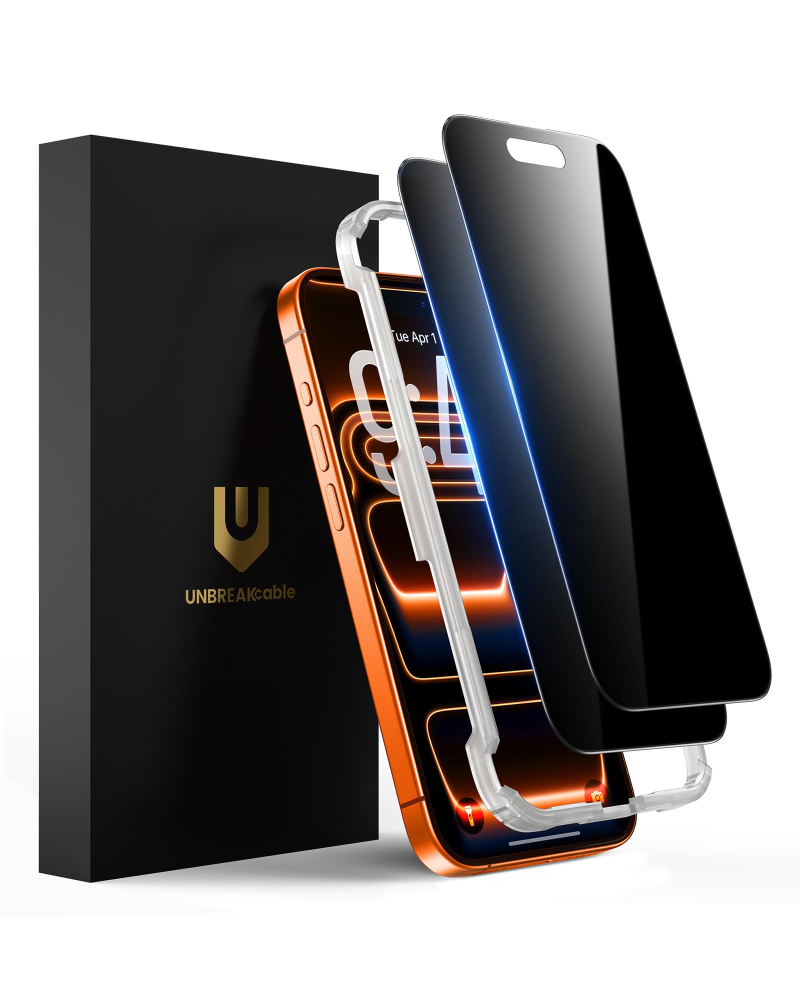 Photo 1 of UNBREAKcable Privacy Screen Protector for iPhone 17 Pro Max, Shatterproof Tempered Glass [True 28°Anti Spy] [9H Hardness] [Easy Installation Frame] Private Protector for iPhone 6.9inch-2 Pack