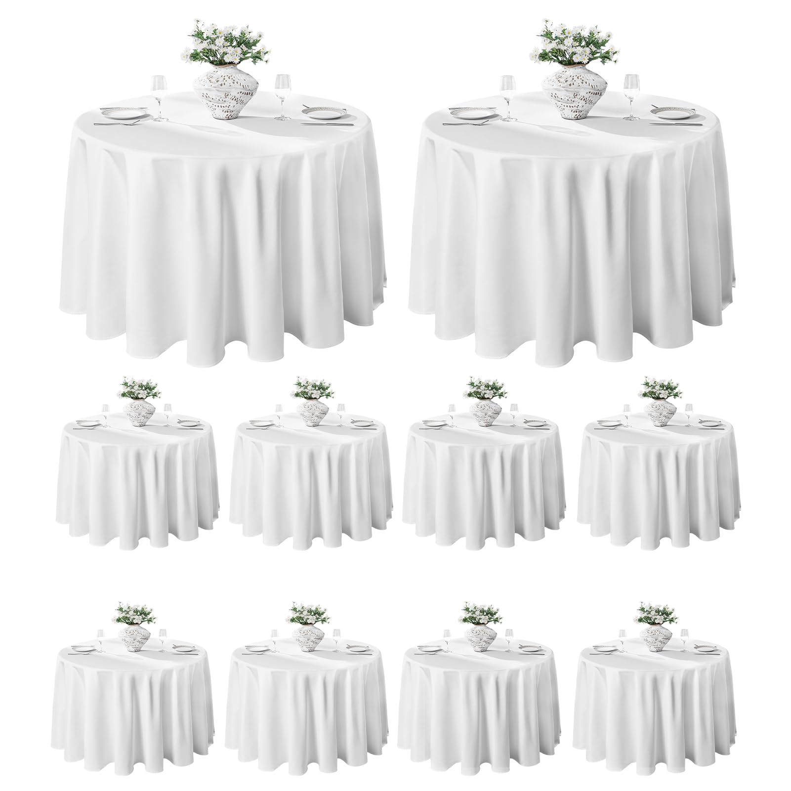 VidaFete 10 Pack 70inch Round Tablecloth Polyester Table Cloth,Stain Resistant and Wrinkle Polyester Dining Table Cover for Kitchen Dinning Party Wedding Rectangular Tabletop Buffet Decoration(White) Image VidaFete 10 Pack 70inch Round Tablecloth Polyester Table Cloth,Stain Resistant and Wrinkle Polyester Dining Table Cover for Kitchen Dinning Party Wedding Rectangular Tabletop Buffet Decoration(White) Image