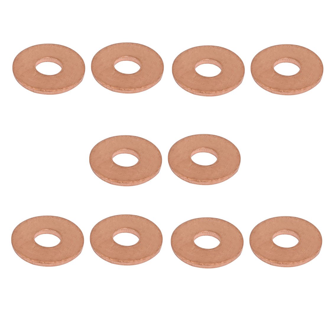 Sourcingmap 10pcs 6mmx18mmx1.5mm Copper Flat Ring Sealing Crush Washer Gasket