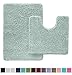 Gorilla Grip Original Shaggy Chenille 2 Piece Area Rug Set, Includes Square U-Shape Contoured Toilet Mat & 30x20 Bathroom Rugs, Machine Wash/Dry Mats, Plush Rugs for Tub Shower & Bath Room, Spa Blue