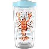 Tervis Sara Berrenson - Atlantica Collection Made in USA Double Walled Insulated Tumbler Travel Cup Keeps Drinks Cold & Hot, 16oz, Lobster