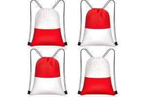 Yiyiring 16 pcs Cartoon Animation Drawstring Bags Bulk Red and White Party Favors Bags for Kids Cartoon Animation Supplies(Red White Party)