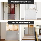 PetHot Retractable Stair Gate 55” Wide 33” Tall One-Handed Baby Pet Gate White view 8