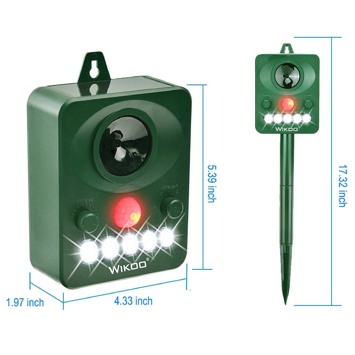 Wikoo Outdoor Solar Animal Repeller, Ultrasonic Animal Repellent with