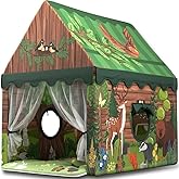 Kids Play Tent - Large Indoor Playhouse for Kids &amp; Toddlers, Woodland Nursery Design, Earthy Green (55" 49" 47") - Sturdy Poles, Play Mat, Carry Bag, 2 Windows - CPSC Certified