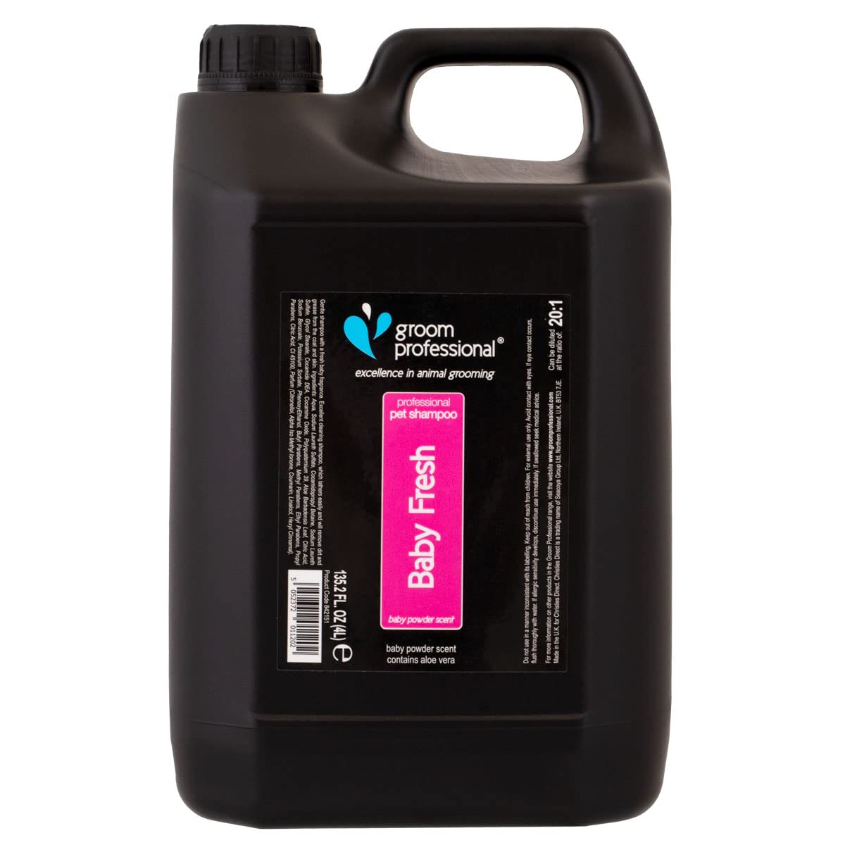 GROOM PROFESSIONAL Baby Fresh Dog Shampoo - Soothing Baby Powder Dog Shampoo - Gentle for Sensitive or Itchy Skin - Removes Dandruff & Smelly Puppy Odours, w/Aloe Vera to Help Itching Relief, 4L