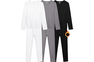 VZV 3 Set Girls Thermal Set Kids Thermal Underwear Fleece Lined Girls Base Layer Long Johns for Kids Cold Weather