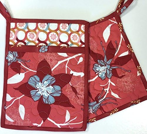Pot Holders Set of Two-1 Square and 1 Pocket Columbine Flowers Handmade