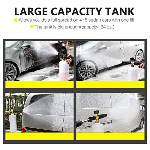 Rediboom Car Wash Adjustable Foam Cannon 1L, Snow Foam Lance Soap Dispenser - Fits All Karcher K Series Pressure Washers