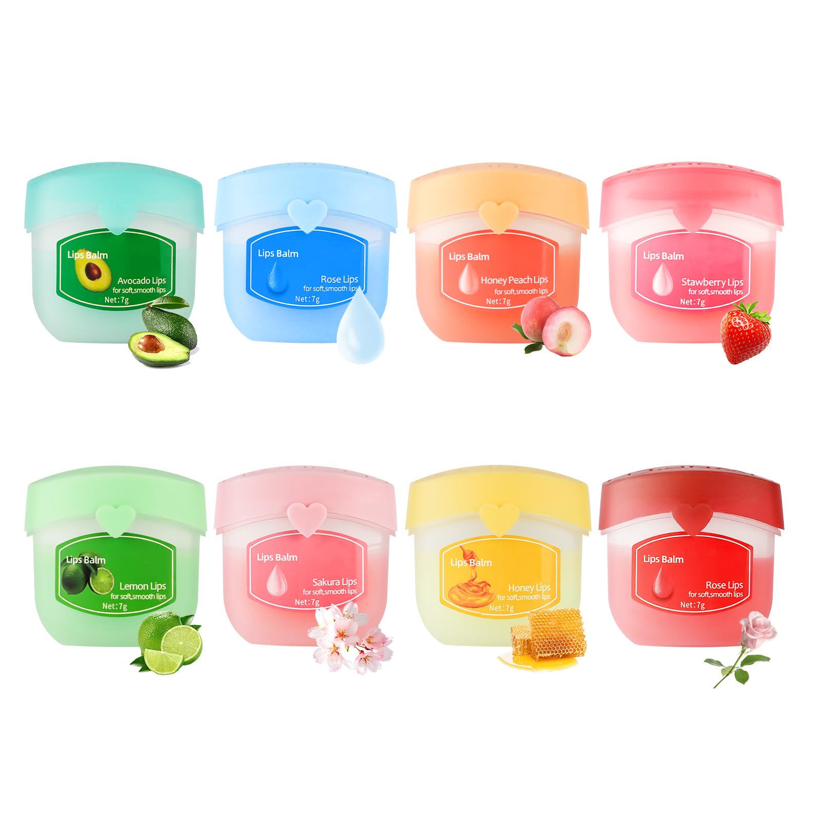 LOPHE 8 Pack Lip Balm Set, Multi-Flavor Moisturizing & Nourishing Lip Care for Dry Lips, Hydrating Day & Night Lip Balms for Women & Girls