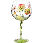 NymphFable Flower Wine Glass 100% Hand Painted Gin Balloon Wine Glass 20oz Personalised Birthday Gift for Women Friend