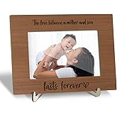 bxtala Wooden Photo Frame with Stand, Tabletop Picture Frame, The Love Between a Mother and Son Lasts Forever, Home Display Supplies, Gift for Her, Party Favor for Mom Mama, 4x6 Picture Frame -15