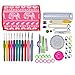 OldShark Crochet Hooks 2mm to 8mm 11 Sizes, Ergonomic Rubber Grip Knitting Needles, with 79 Accessories, Full Size Crochet Kits with Organizer Case, Red