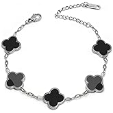 Aimétte Monette 18K Gold Plated Bracelets for Women Non Tarnish, Golden/Red/White/Black Four Leaf Clover Bracelet Charm Bracelets for Women Trendy Valentines Day Gifts for Her