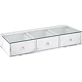BarberPub Glass Top Wall Mount Station, Beauty Barber Spa Storage Cabinet with 3 Drawers, Minimalist Hair Salon Styling Equipment, Home & Bathroom Organizer 2200 (White)