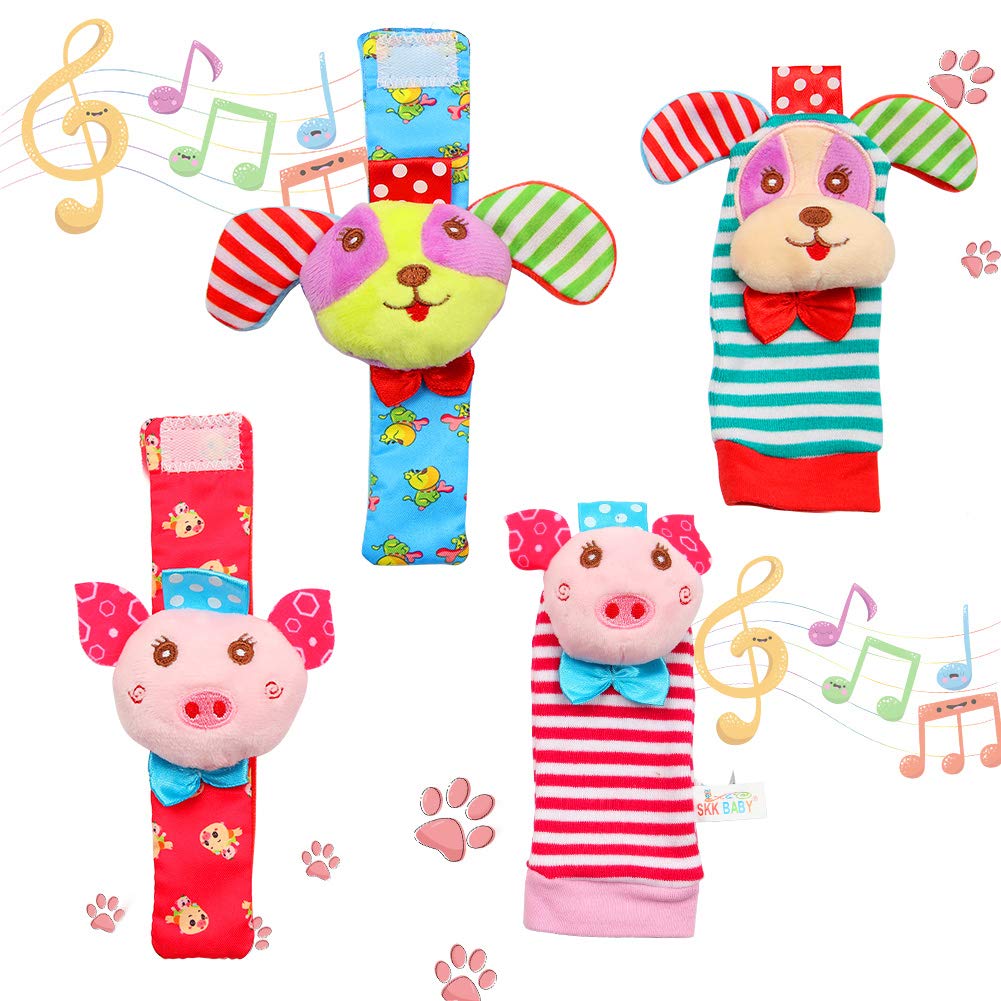 deardeer baby infant animal wrist and feet rattles