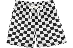 UMIRIKO Boys Swim Trunks Black White Buffalo Check Plaid Toddler Swim Shorts Bathing Suit Swimsuit Toddler Boy Swimwear 2T 20205720