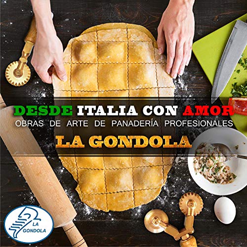 Professional Pasta Cutter Wheel, Timeless Natural Wood Handle and Durable Brass Head (Ridged Wheel)