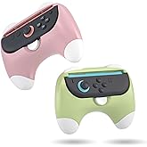 HEATFUN Switch 2 Joy-Con Grips – Ergonomic Comfort Handles for Nintendo Switch 2 Controllers, Anti-Slip Lightweight Pink & Green Design, Perfect Gaming Accessory Gift for Couples or Friends