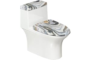 KUIFORTI Marble Toilet Tank Lid Cover Set of 2 Pack Toilet Seat Cover for Bathroom Decor Fits Most Size Tanks & Lids