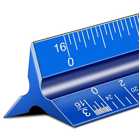 Studymate Blue Metal Ruler Mua Architectural Scale Ruler, 12'' Imperial Architect Scale, Aluminum ...