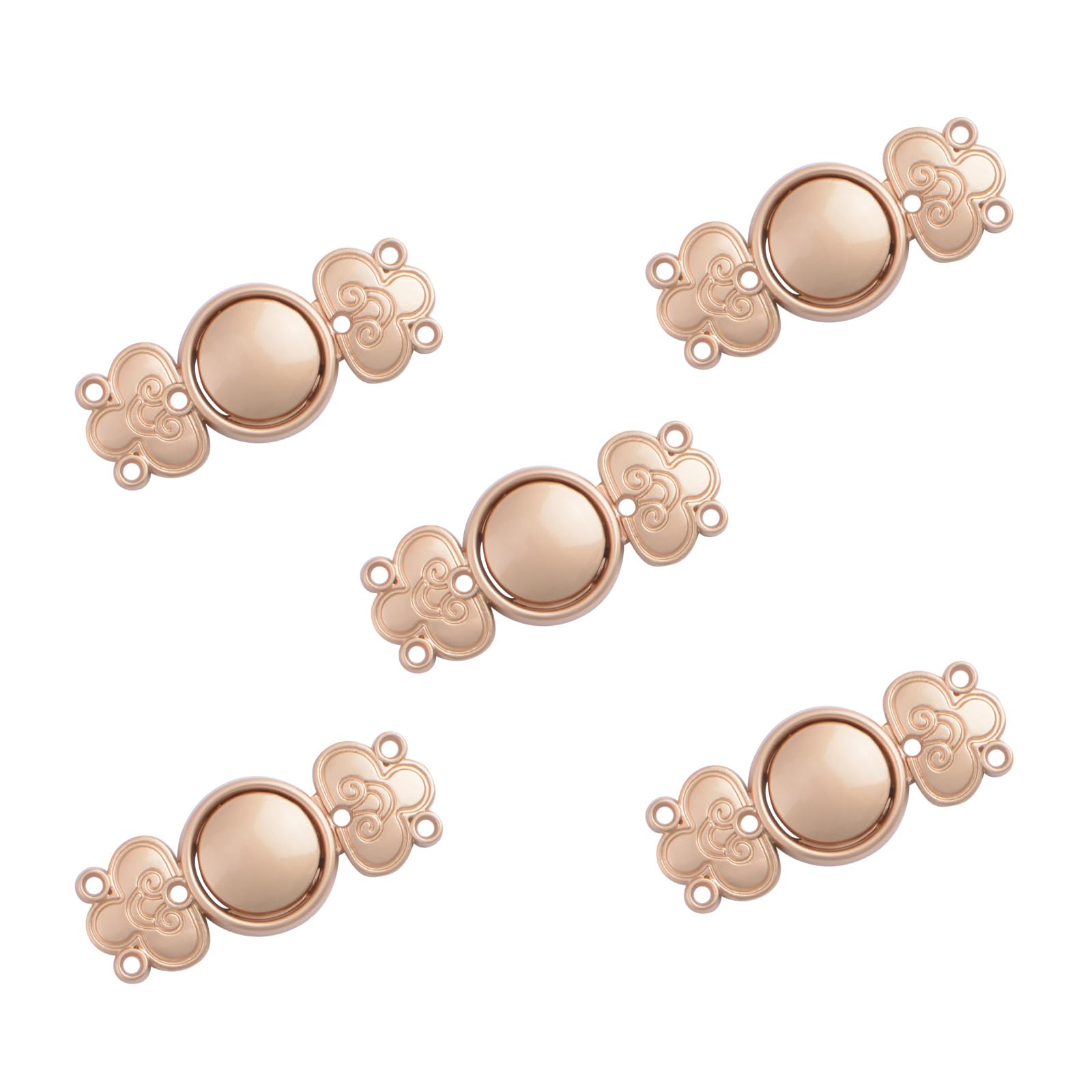 WANDIC Cardigan Clips, 5 Pairs Vintage Chinese Good Luck Pattern Cape Fasteners Sew On Hooks and Eyes Cardigan Clip Cloak Clasp Fasteners for Sweater Shawl, Matte Gold