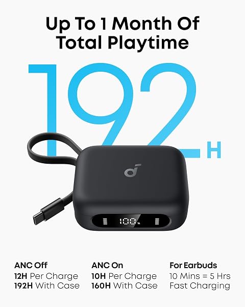SOUNDCORE P41I BY ANKER, ADAPTIVE NOISE CANCELLING EARBUDS WITH PORTABLE PHONE CHARGER AND BUILT-IN LIGHTNING ADAPTER, 12H PLAYTIME, 192H WITH CASE, 6-MIC AI CLEAR CALLS, IPX5