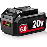 Bayhon 1 Pack 6.0Ah Lithium-ion Replacement for Skil 20V Battery BY519601 BY519603 BY519702,Compatible with SKIL PWRCore 20 Volt Cordless Power Tools and Chargers