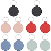 CALFOVERA 10PCS 5 Colors Round PU Leather Blank Keychain Heat Transfer Keyring Double Side Leather Keychain Kit with Key Ring Sublimation Key Fob Holder Bulk for DIY Craft Present Making Birthday Gift