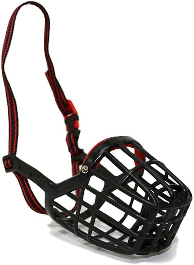 Ancol Plastic Muzzle Black Red Size 9 32x10.5cm Basket Style