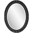 Howard Elliott Queen Ann Oval Antique Black Wall Mirror, Oval Bevelled Hanging Wood Framed Vanity Mirrors for Home Decor, Living Room, Bathroom, Bedroom, or Hallway, 25 x 33 Inch