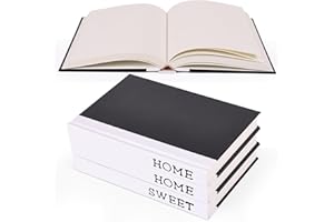 suruim Linen Covered Decorative Books, Set of 3 - Neutral Home Decor Coffee Table Books with Wooden Beaded Tassel for Rustic Farmhouse Modern Decor, Bookshelf Decor, Boho (Black)