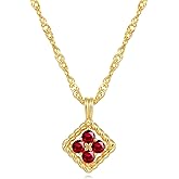 Treasure Bender Garnet Birthstone Necklace for Women - Dainty 18K Gold Plated Clover Garnet Birthstone Necklace January Flower Necklaces Christmas Birthday Day Gifts for Women Wife Mom