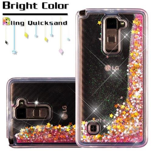 [World Acc] For LG Stylo 2 Case /Stylo 2 Plus /Stylo 2 V Case /Stylo 2 V /Stylus 2 LS775 L82VL L81VL K540 Hybrid Quicksand Liquid Glitter TPU (Stars &amp; Pink Quicksand Glitter )