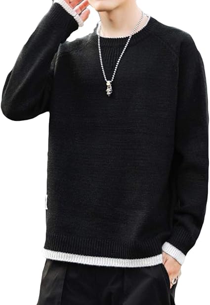 Yitongメンズ セーター クルーネック 冬 厚手 ローゲージ ニット セーター カットソー 無地 シンプル オシャレ メンズ トップス プルオーバー 綿 快適 ストリート系 セーター 通販 Amazon