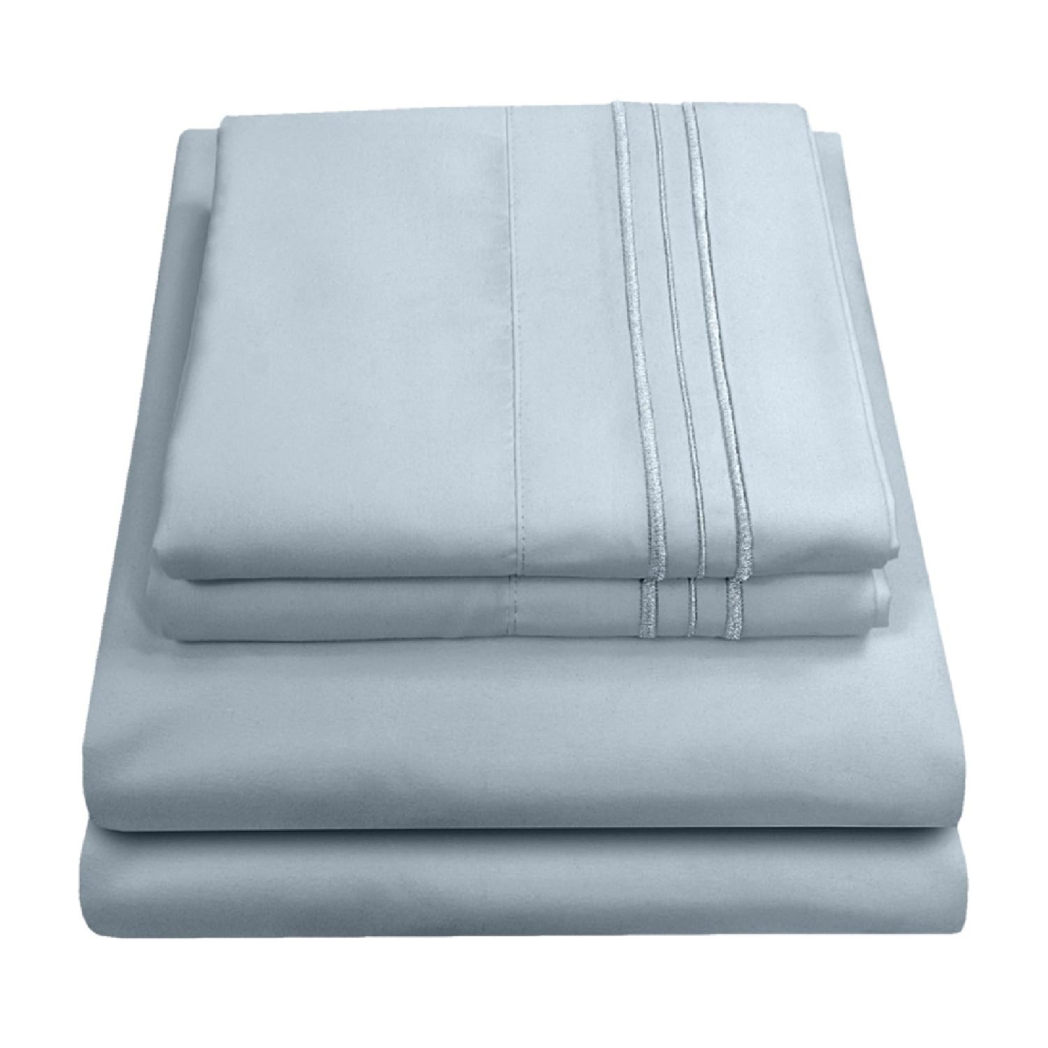 Sweet Home Collection Brushed Microfiber 4 Piece Deep Pocket Sheets, 100% Fine Double, Misty Blue, King