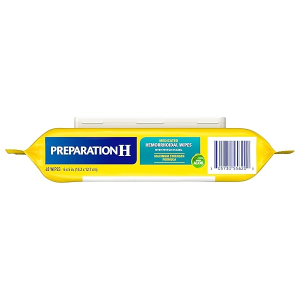 PREPARATION H HEMORRHOID FLUSHABLE WIPES WITH WITCH HAZEL FOR SKIN IRRITATION RELIEF – 48 COUNT (PACK OF 4)