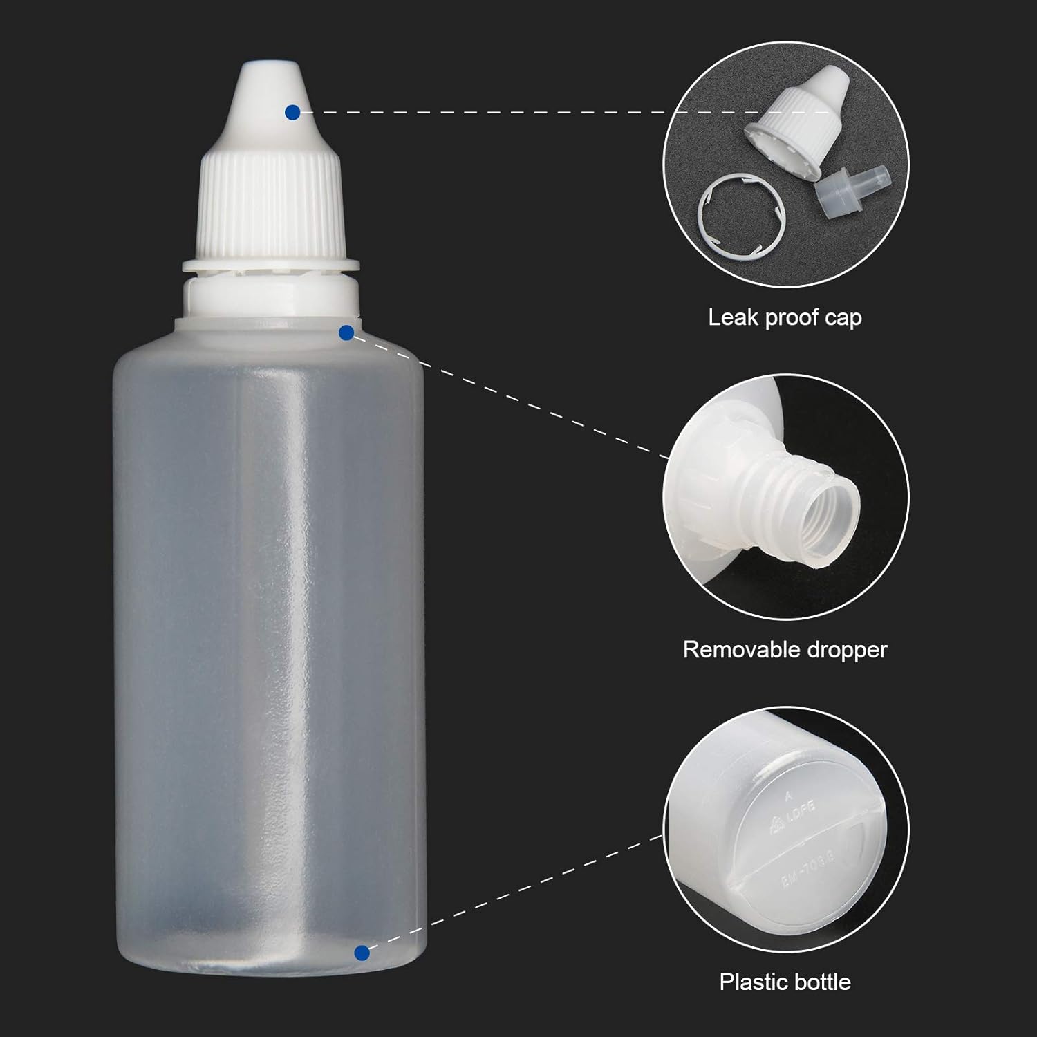 TOOL GADGET Plastic Dropping Bottles Vial of Liquid Eye Liquid Dropper, 60ml, 12 pack: Home Improvement