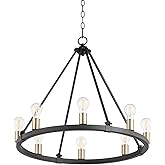 Quorum 64-8-6980 Contemporary Modern Eight Light Chandelier from Paxton Collection in Black Finish,