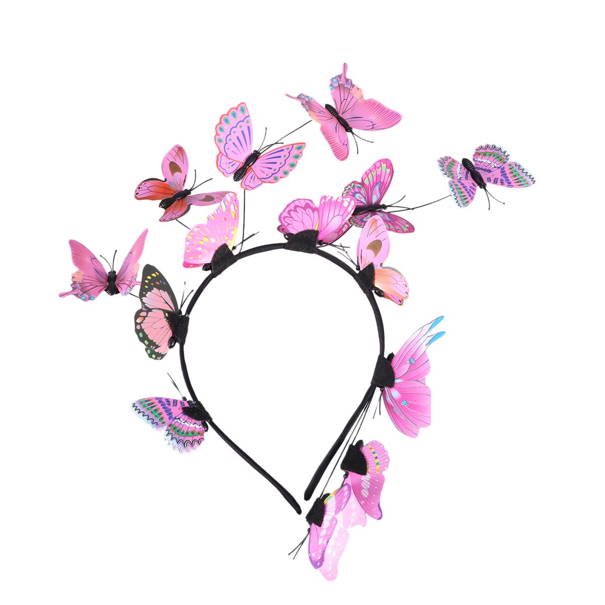 Lurrose Simulation Butterfly Headband 3D Butterfly Hairband Party Hair Accessories Festival Headband for Woman Girls Kids (Pink)