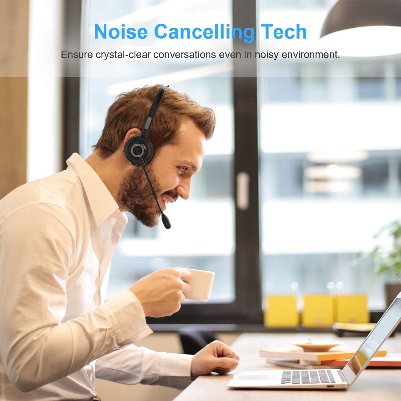 Bluetooth Headphones with Microphone, Wireless Bluetooth Headset on Ear, Noise Canceling PC Headset with Mute Key Clear Sound for Cell Phones Tablet Home Office Skype, Truck Drive, Call Center: Home Audio & Theater